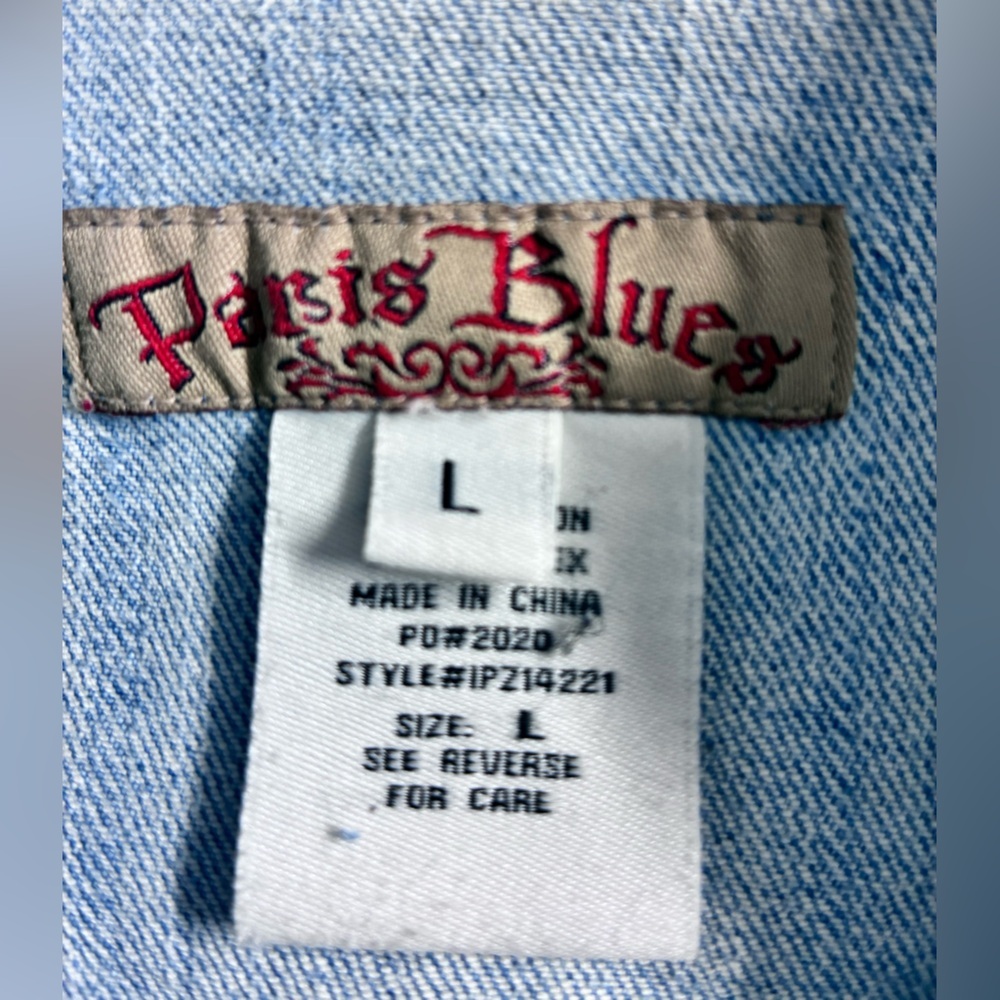 Women’s Distressed Cropped Denim Vest, L,  Blue, Upcycled/Sustainable Fashion - Picture 9 of 9